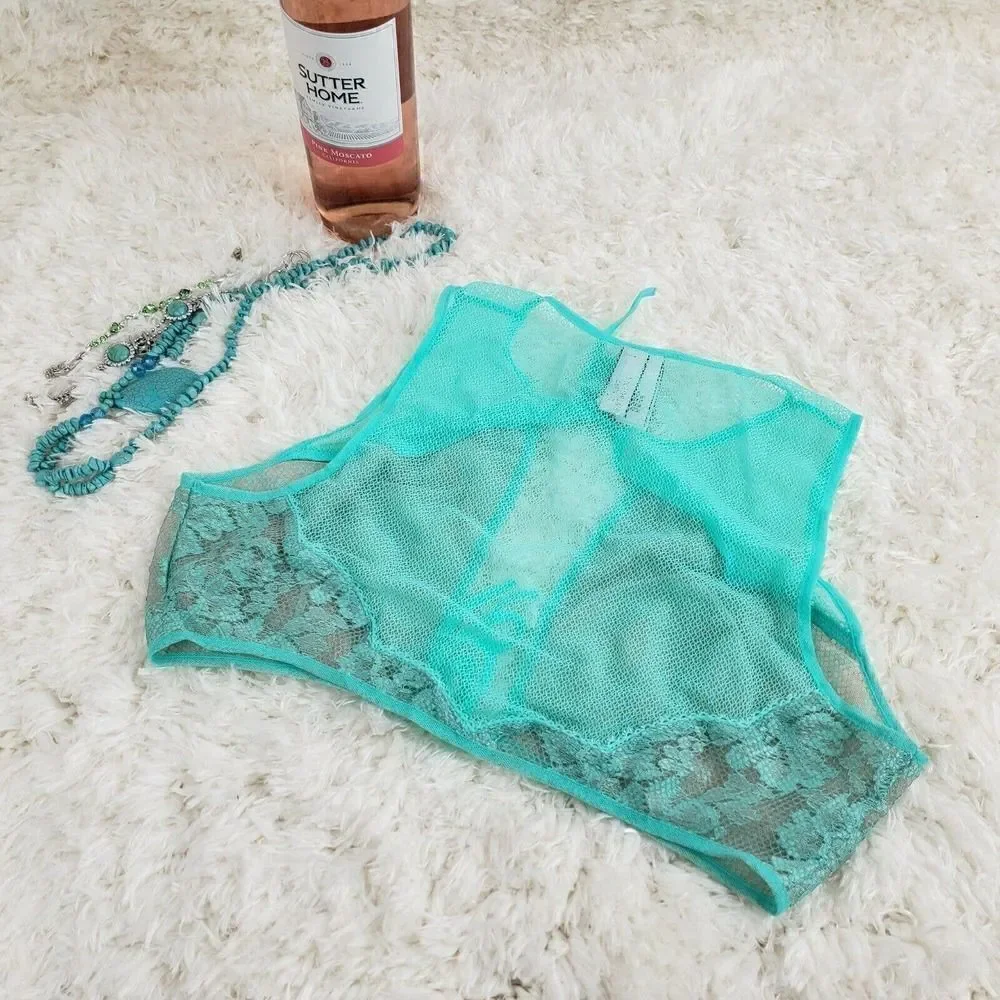 Victoria's Secret Sleepwear Crop Top Green Mint Mesh Size Small